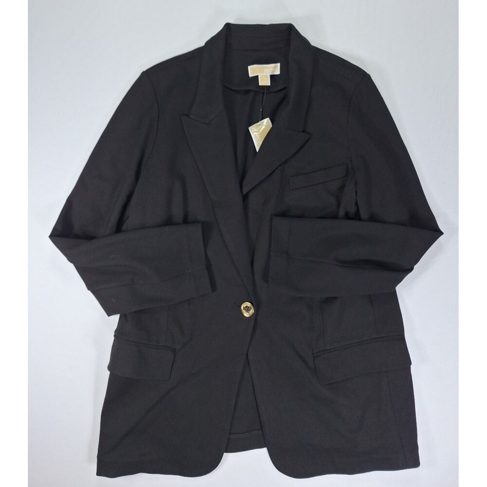 Michael Kors Women Plus Size 3X Black Knit One Button Blazer Suit Jacket NWT
